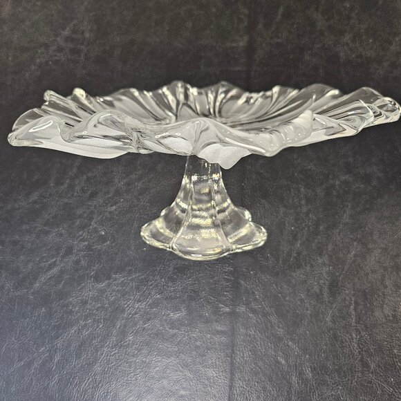 Mikasa Round Compote Tulips Satin Frosted Glass Pedestal Footed Compote - Picture 2 of 12